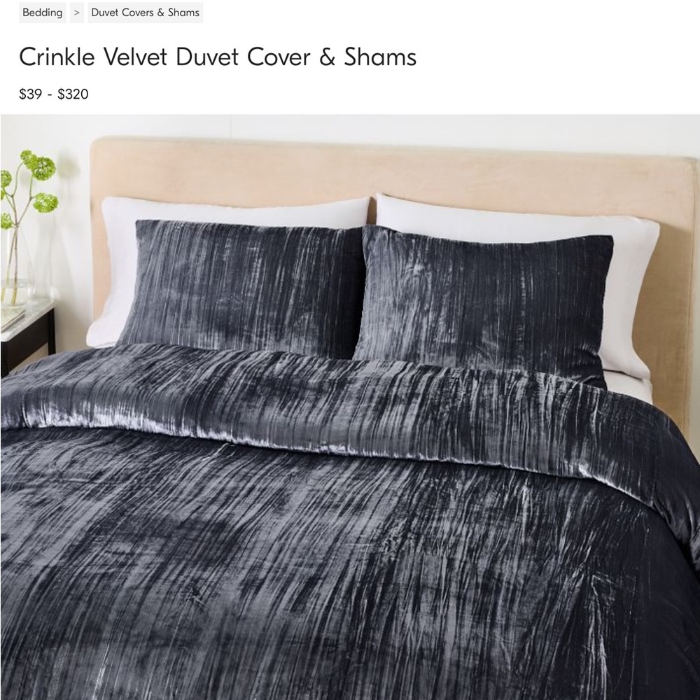 West Elm King/Cal King duvet, two king shams and three Euro shams